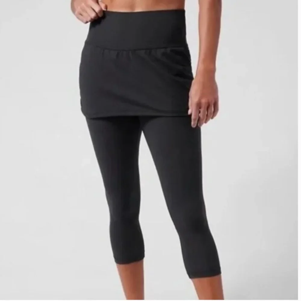 Athleta Elation 2-in-1 Capri Skirted Powervita High Waist Legging sz S TALL ST - Picture 1 of 10